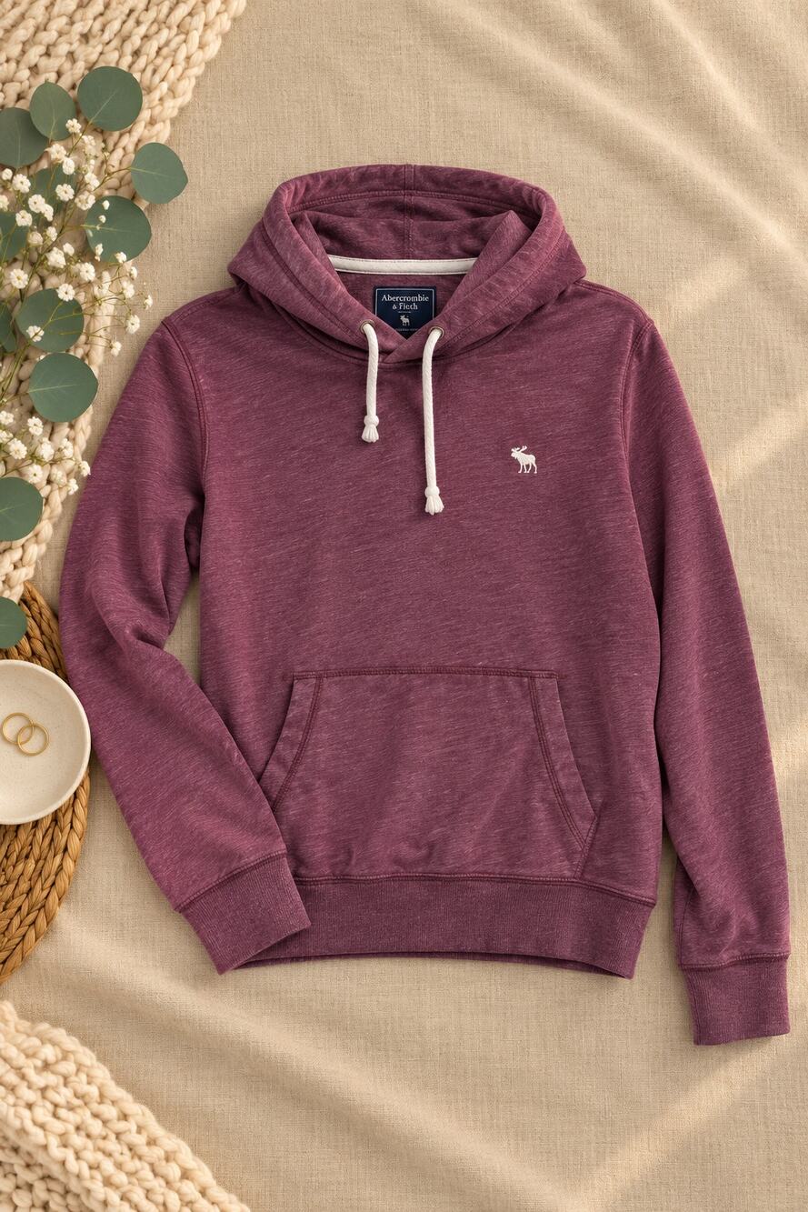 Abercrombie & Fitch Y2K Men’s Burgundy Heather Pullover Hoodie Preppy Size M